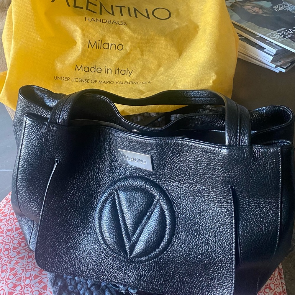 Valentino (Mario) Pebbled Leather Handbag - very soft slouchy shoulder bag